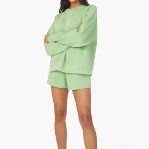 REVOLVE WeWoreWhat SET - OVERSIZED CREWNECK and PULL ON SHORT Set in Fair Green.